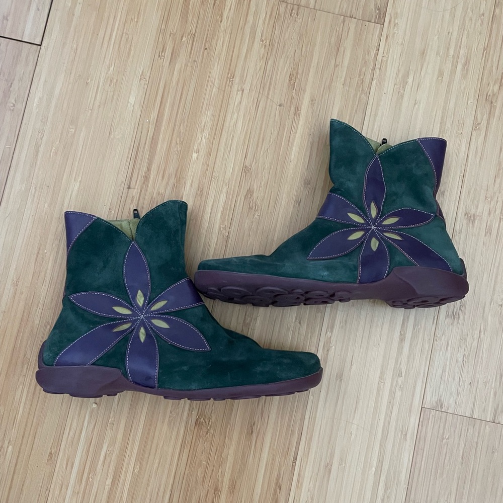 Think! Green and Purple Ankle Boots